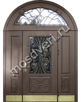 Дверь с ковкой SK-43 с арочной фрамугой - купить от производителя Мосдвери Дверь с ковкой SK-43 с арочной фрамугой