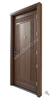 Дверь входная коричневая с узором КДВ-001 - купить от производителя Мосдвери Дверь входная коричневая с узором КДВ-001